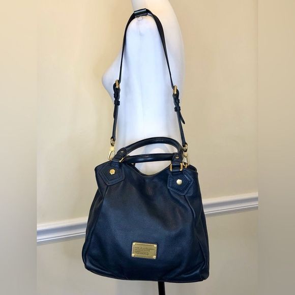 MARC JACOBS Black Satchel Crossbody B/W Logo Interior Lining Brass Hardware - Picture 8 of 16